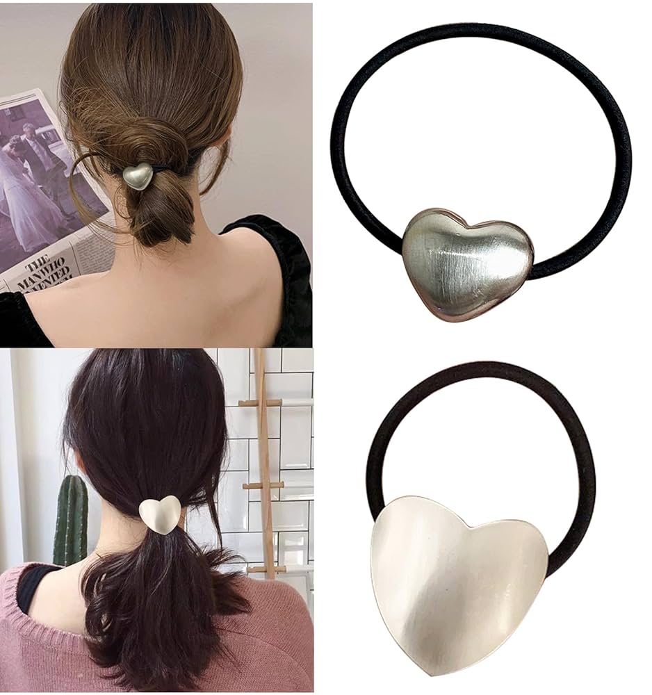 ハート型シルバー925ヘアゴム Amazon | [Herbeluemily] ヘアゴム ヘアアクセサリー